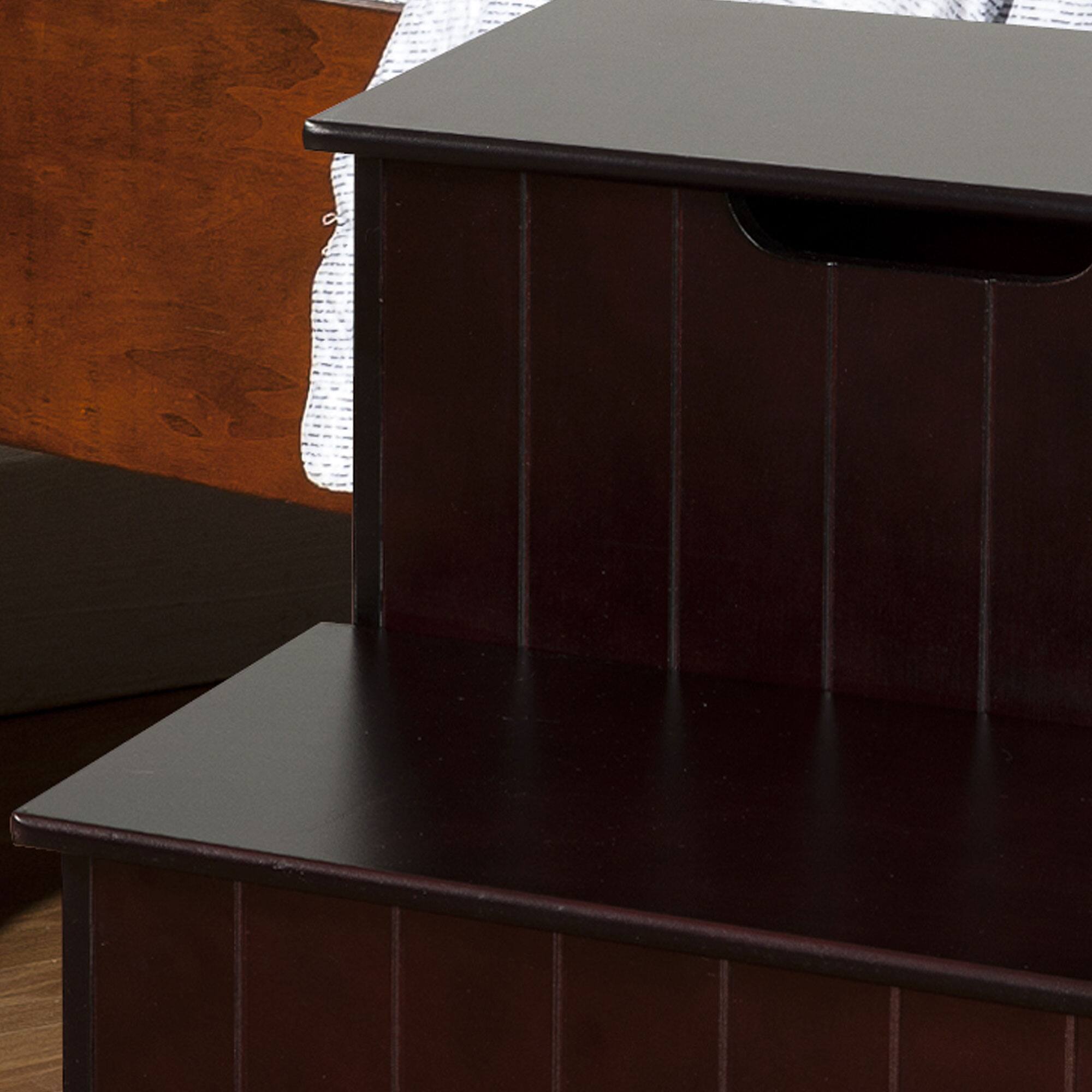 Alt View 1. Kings Brand Furniture - Kings Brand Furniture 2 Step Wooden Step Stool with Hidden Storage for Adults or Kids, Dog Stairs - Dark cherry.