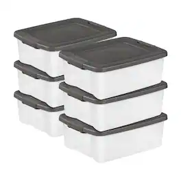 Sterilite - 25 Quart ShelfTote, Stackable Storage Bin with Latching Lid, 6 Pack - Clear