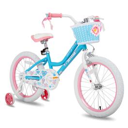 JOYSTAR - Angel Kids Bike for Toddlers Ages 5-9, Children's Bicycle with Training Wheels Basket for Girls Boys, 18" - Blue