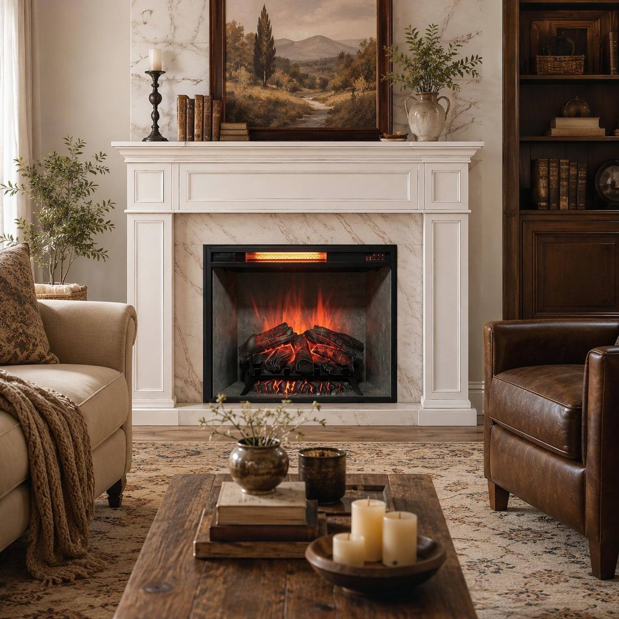 RYHNUYNE 28 Inch Infrared Electric Fireplace Insert with Touch Panel ...