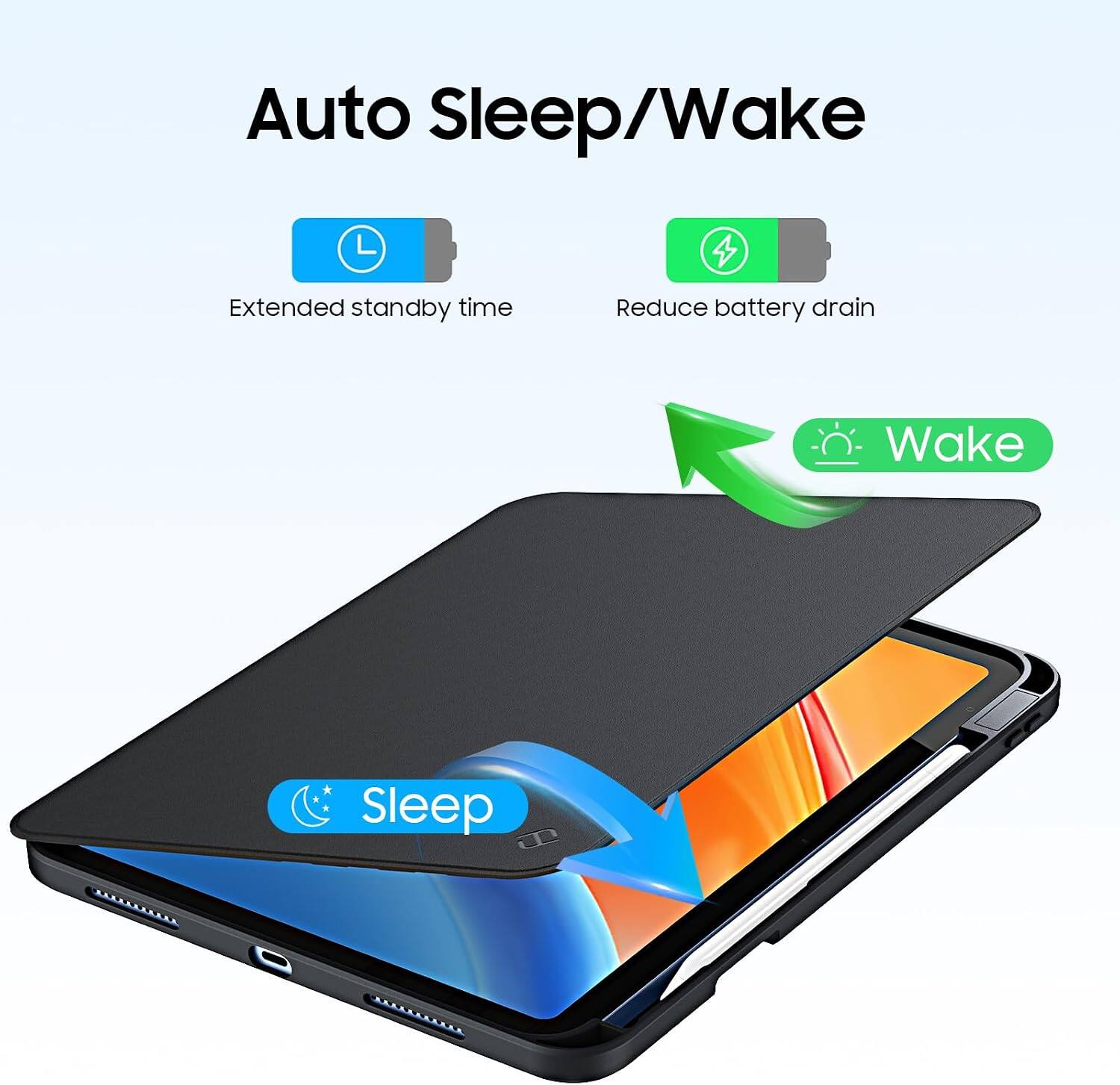 Auto Sleep/Wake

Extended standby time
Reduce battery drain

Wake
Sleep