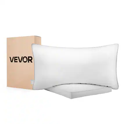 Front. VEVOR - Bed Pillows for Sleeping, Set of 2, King Size Luxury Quality Hotel Pillows with Original Down Alternative Filling,Fluffy - White.