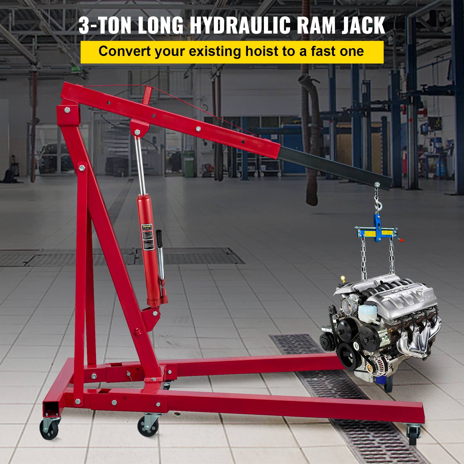 3-TON LONG HYDRAULIC RAM JACK  
Convert your existing hoist to a fast one
