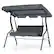 Alt View 9. Costway - Patio 3 Seats Canopy Swing Glider Hammock Steel Frame Cushioned Backyard - Grey.