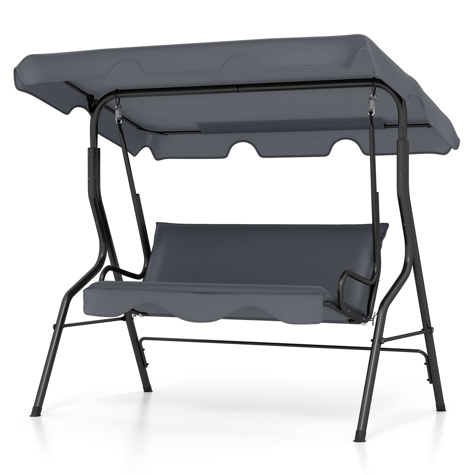 Alt View 9. Costway - Patio 3 Seats Canopy Swing Glider Hammock Steel Frame Cushioned Backyard - Grey.
