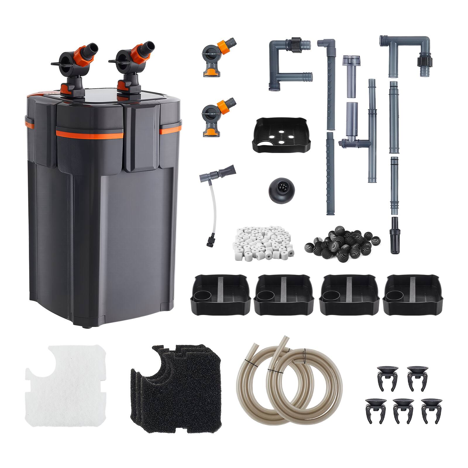 Alt View 5. VEVOR - 396GPH Canister Filter, 4-Stage External Aquarium Filter with Timed Light, Powerful Pump, Water Circulation Cleaning - Black.