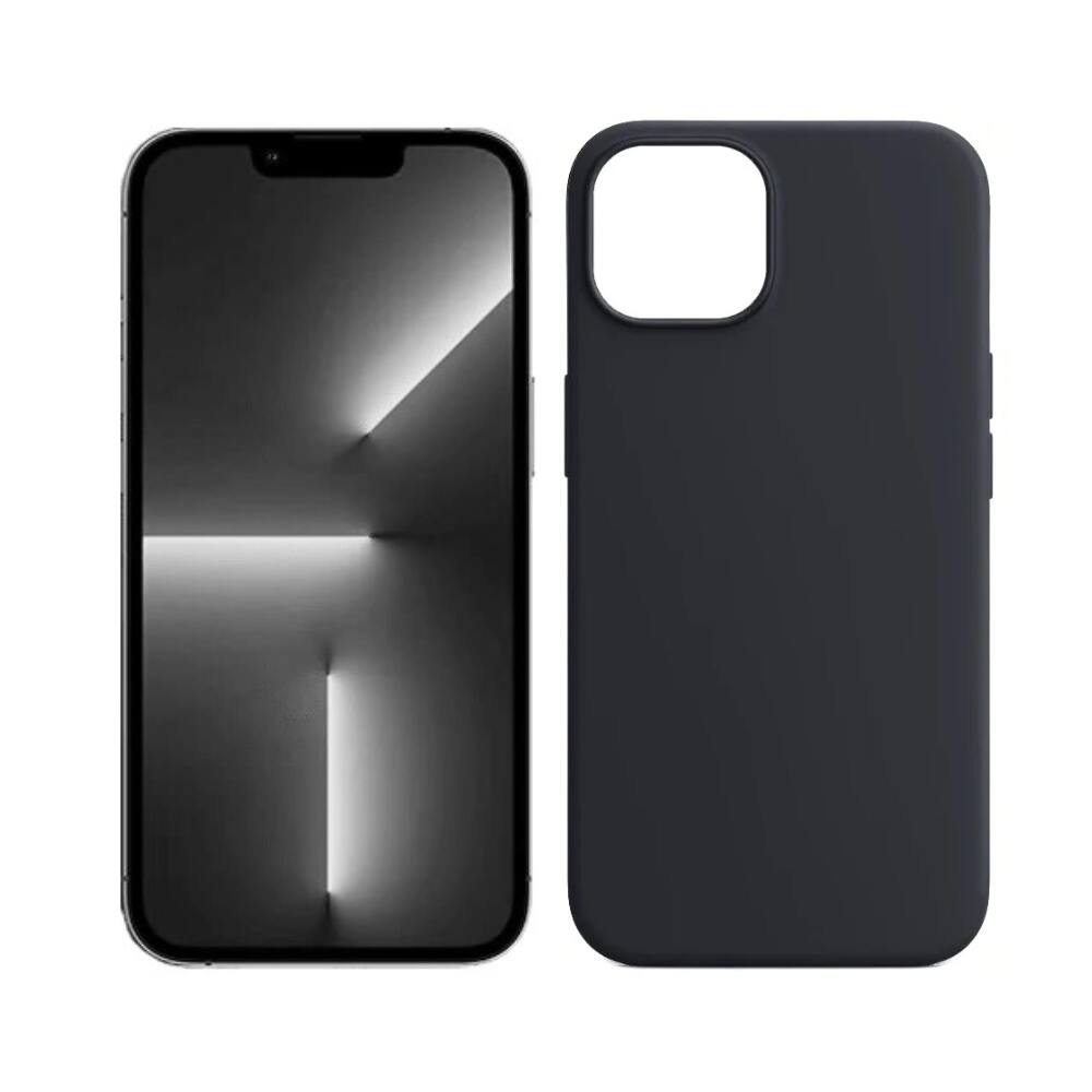 Alt View 1. Qixxronics - Silicone Phone Case Compatible with iPhone 13 Drop Protection Shockproof - Black.