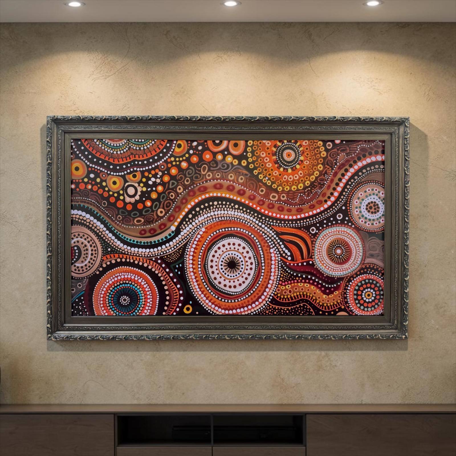 Alt View 9. LAREDO FRAME FACTORY - 55 inch Hisense Canvas TV Ornate frame, Canvas TV by Hisense - AGED OLD GOLD FINISH.