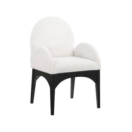 Front. Meridian Furniture - Waldorf Cream Boucle Fabric Dining Chair - Beige.