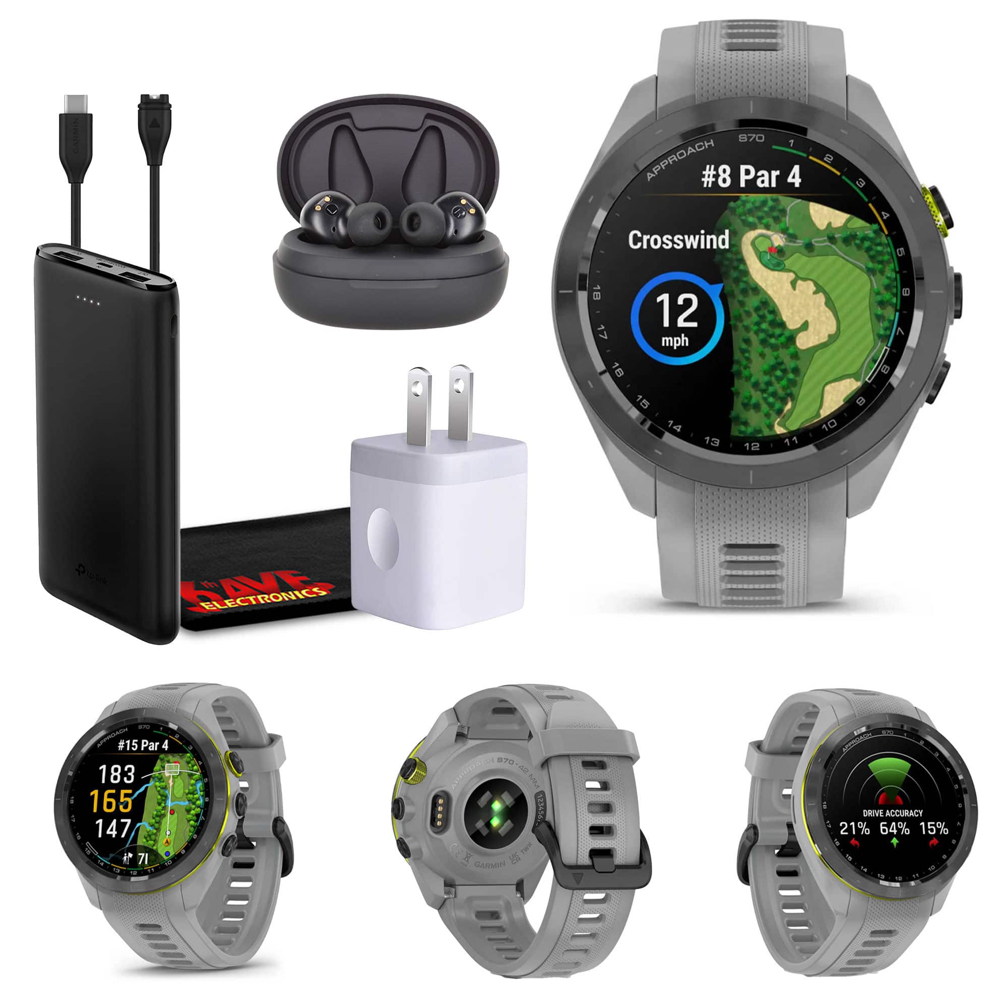 Bundle Garmin Approach S70 42MM Fitness Tracker Watch GPS Golf