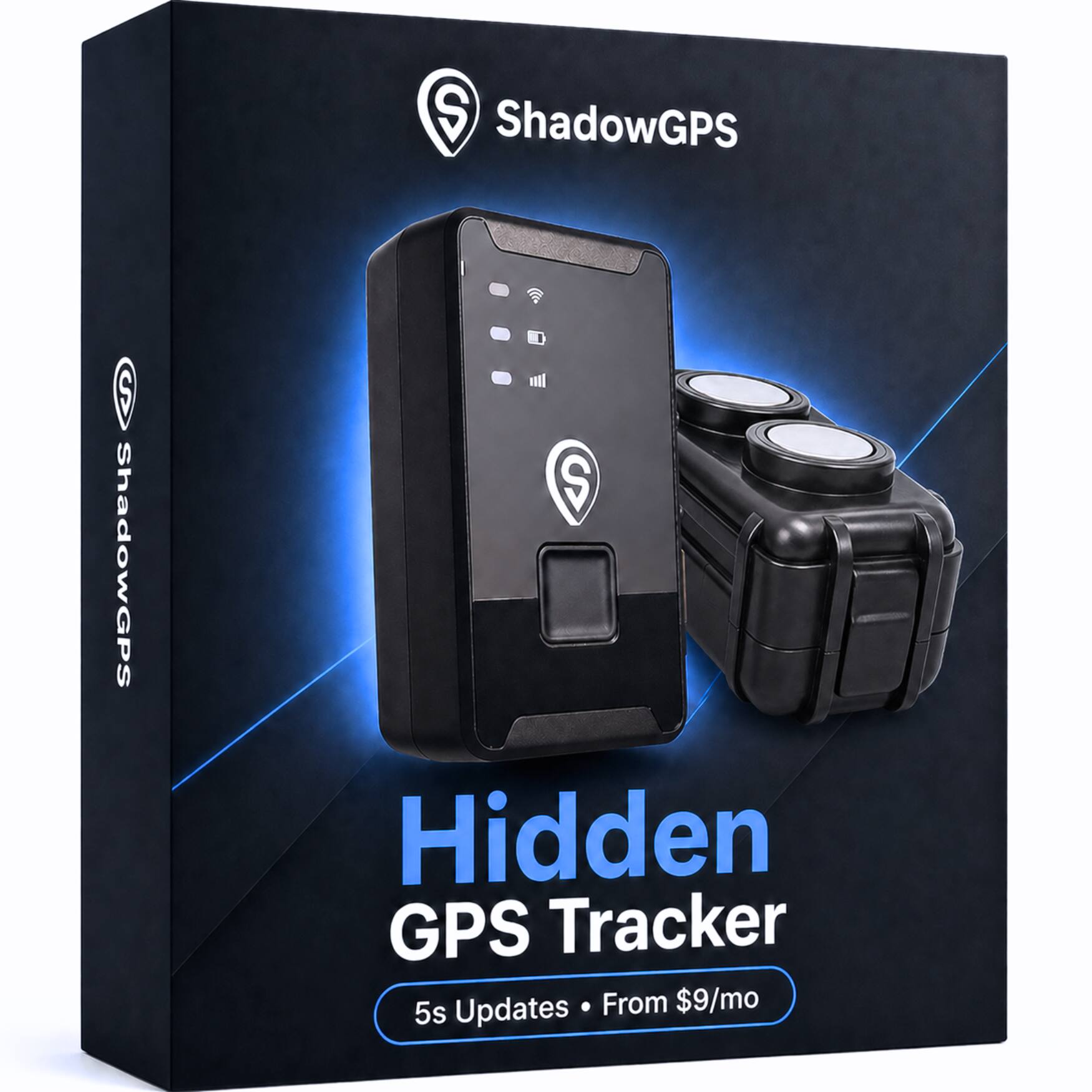 ShadowGPS - Battery GPS Tracker with Magnetic Mount - Real-Time Tracking for Cars, Fleets, Tools & Assets - Black