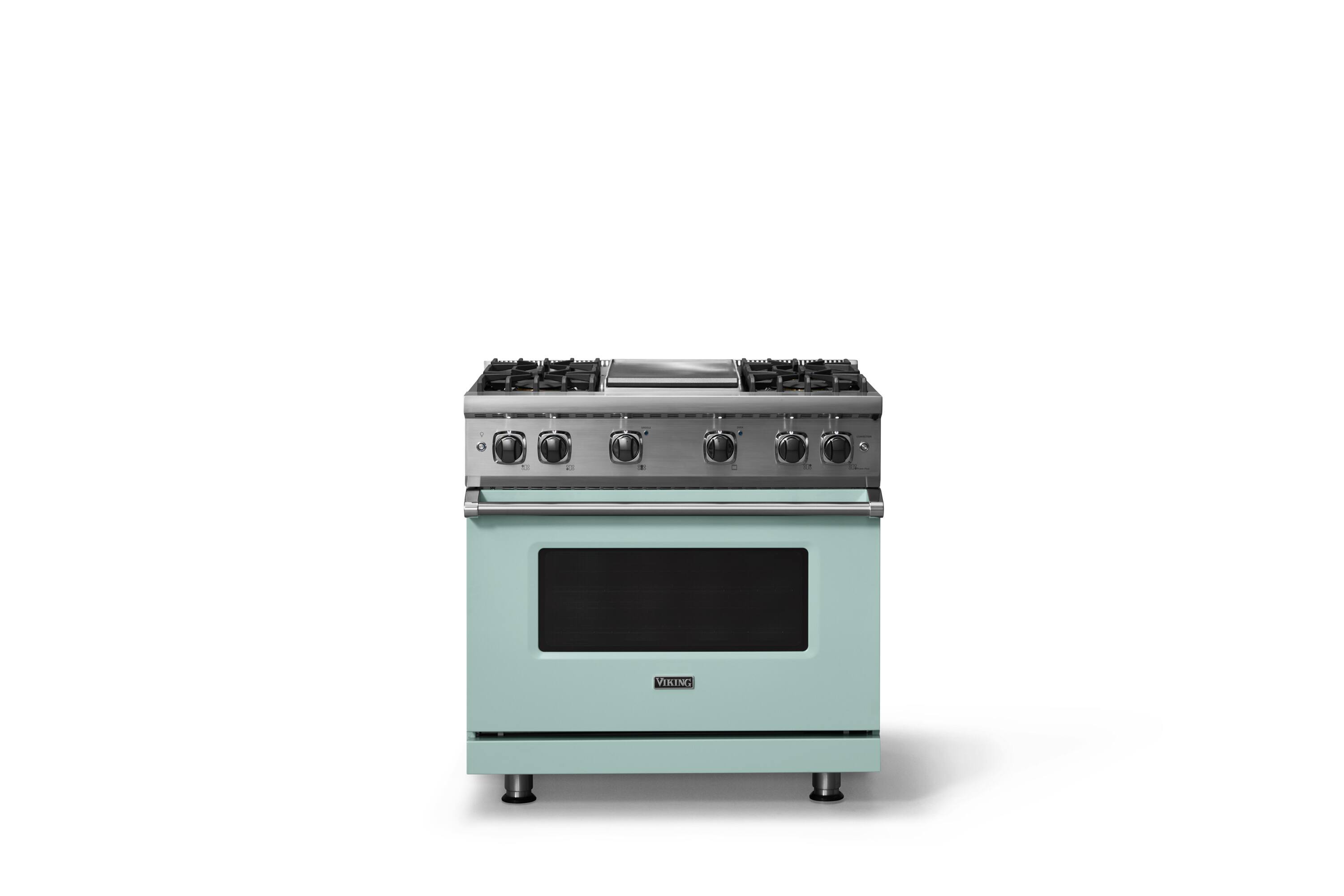 Alt View 1. Viking - 5.1 Cu. Ft. 36"W Freestanding LP Gas Sealed 4 Burner Range with Griddle - Splash.