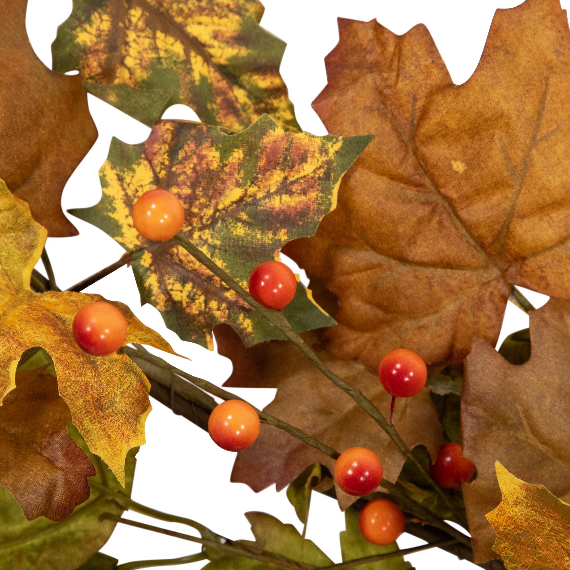 Northlight Maple Leaves and Berries Artificial Fall Harvest Garland 5 ...
