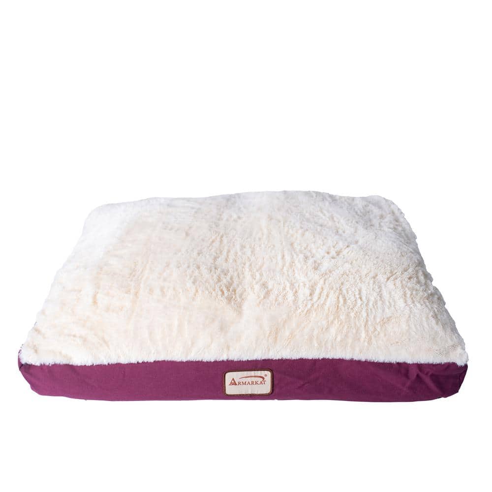 Armarkat - Large Pet Bed Mat With Poly Fill Cushion In Ivory and Burgundy - White price history on PriceWatchPro