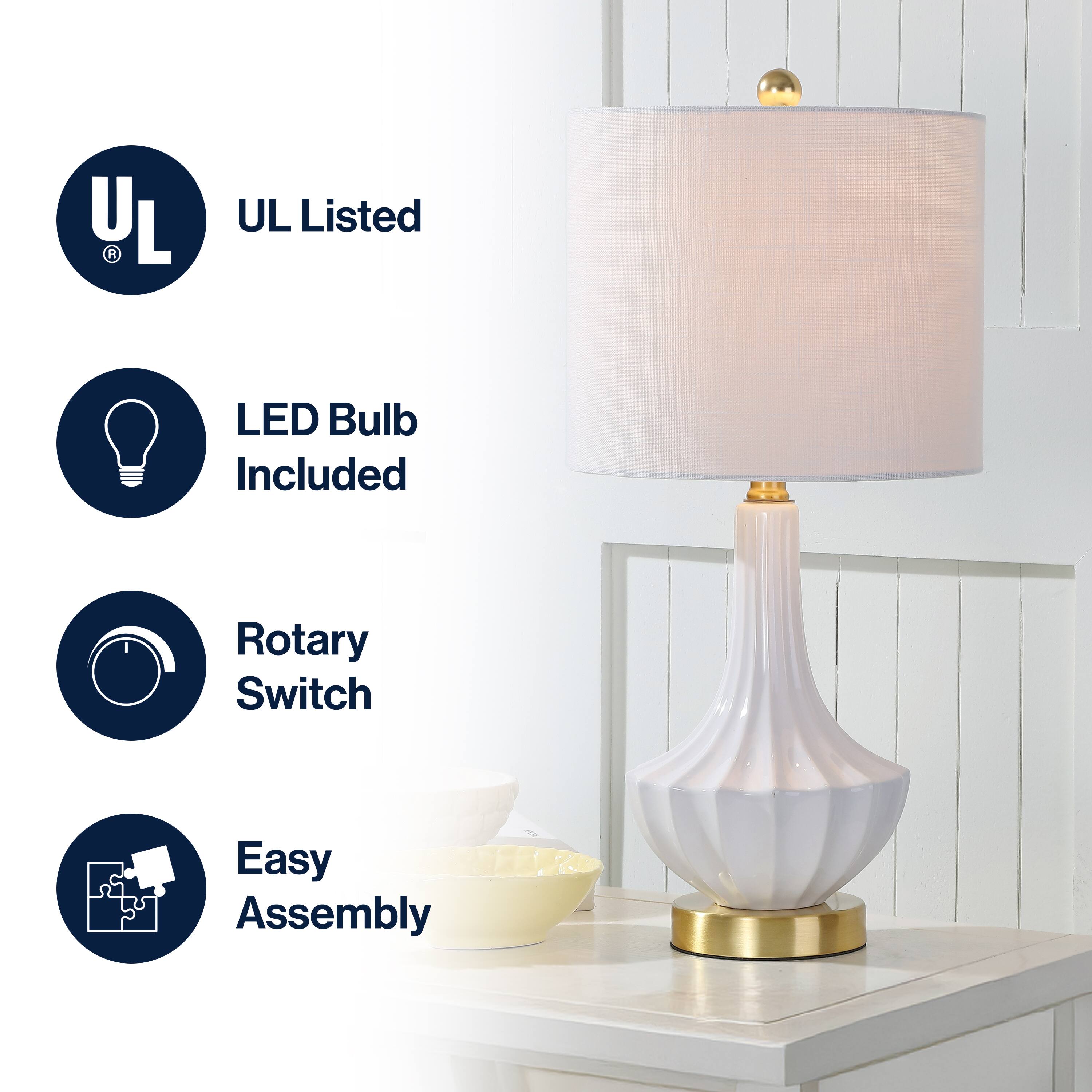 - UL Listed
- LED Bulb Included
- Rotary Switch
- Easy Assembly