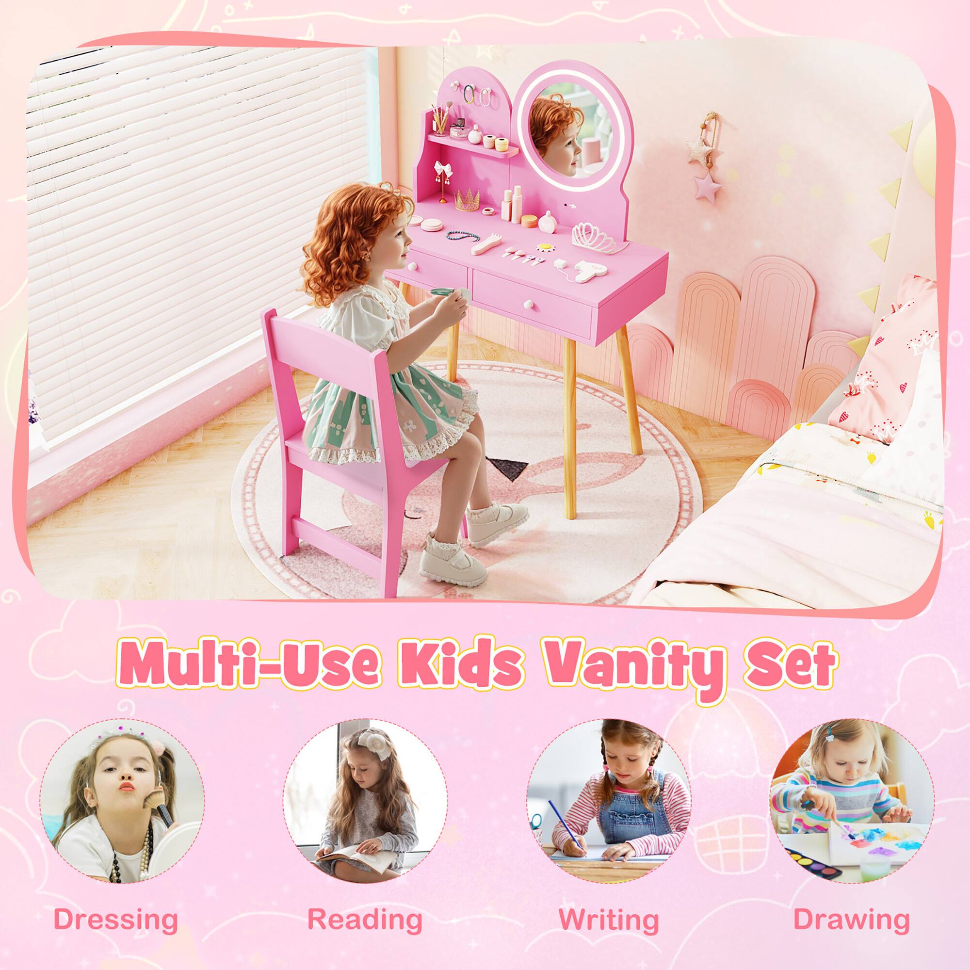 Multi-Use Kids Vanity Set

Dressing  
Reading  
Writing  
Drawing