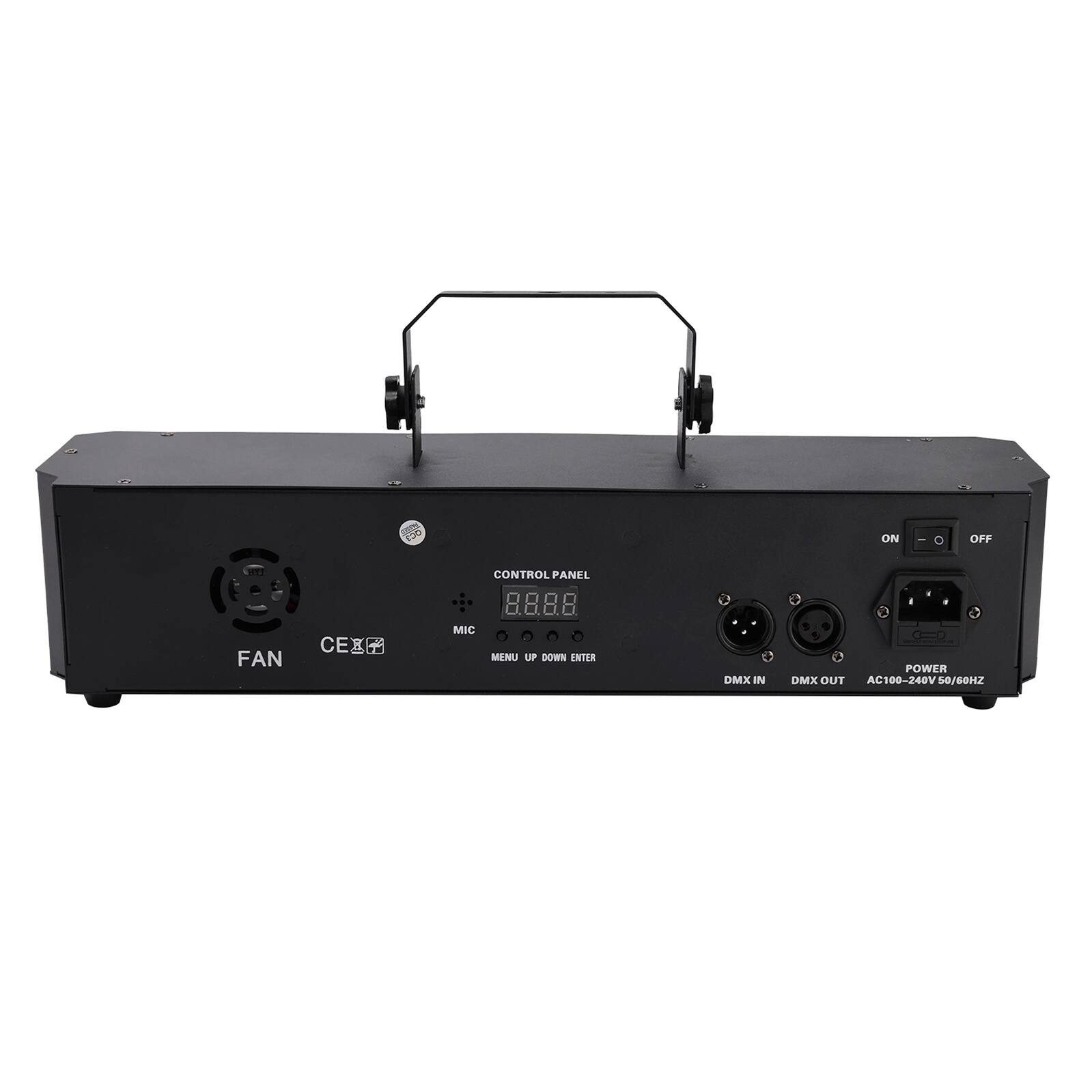 ON  
-  
OFF  
HY3 FAN  
CEIZ  
CONTROL PANEL ... 8888 MIC MENU UP DOWN ENTER  
DMX IN  
POWER DMX OUT AC100-240V 50/60HZ