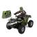 Polaris is the brand of the four-wheeler in the image.