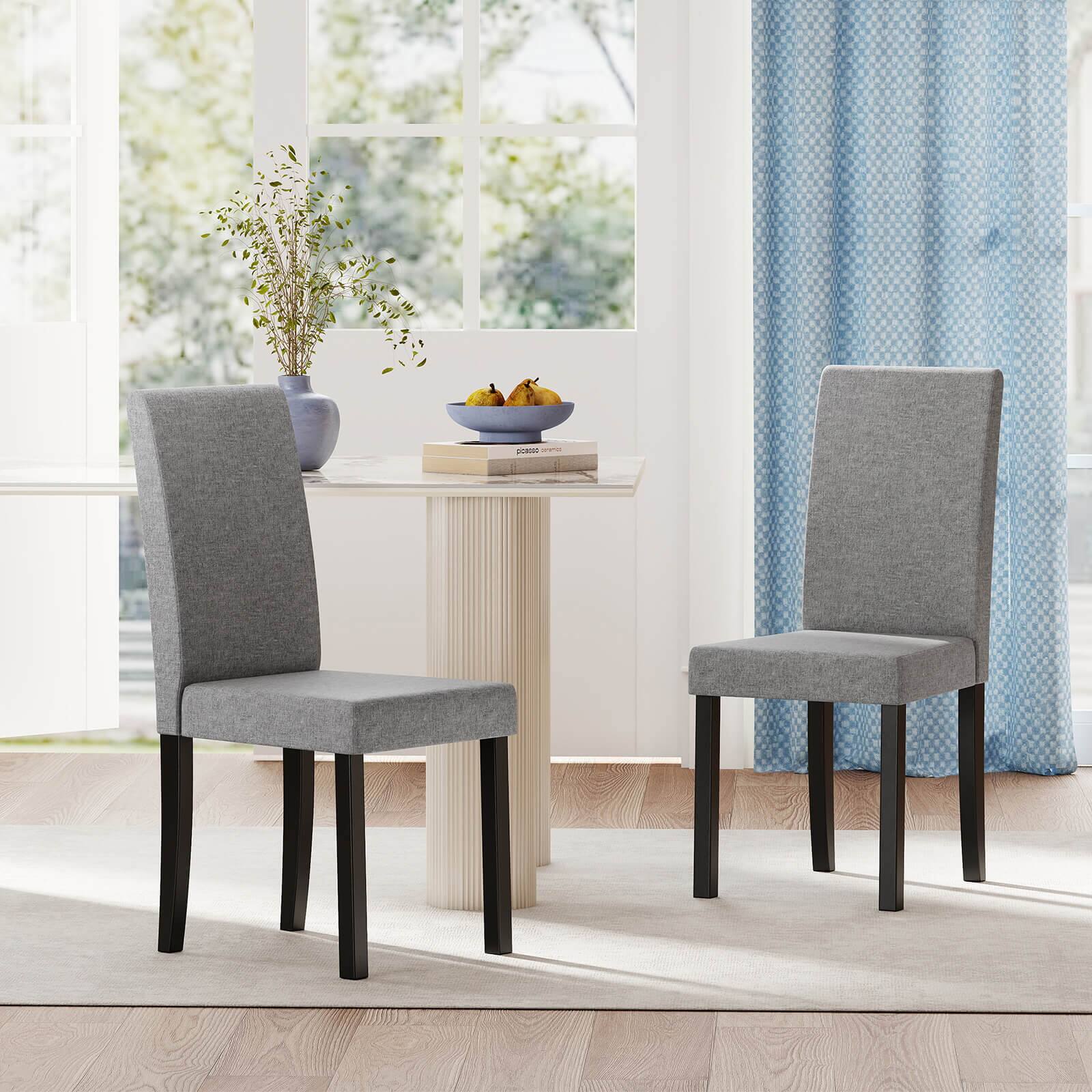 Alt View 5. Costway - Costway Dining Chair Set of 2 Fabric Upholstered Rubber Wood Legs Side Armless - Gray.