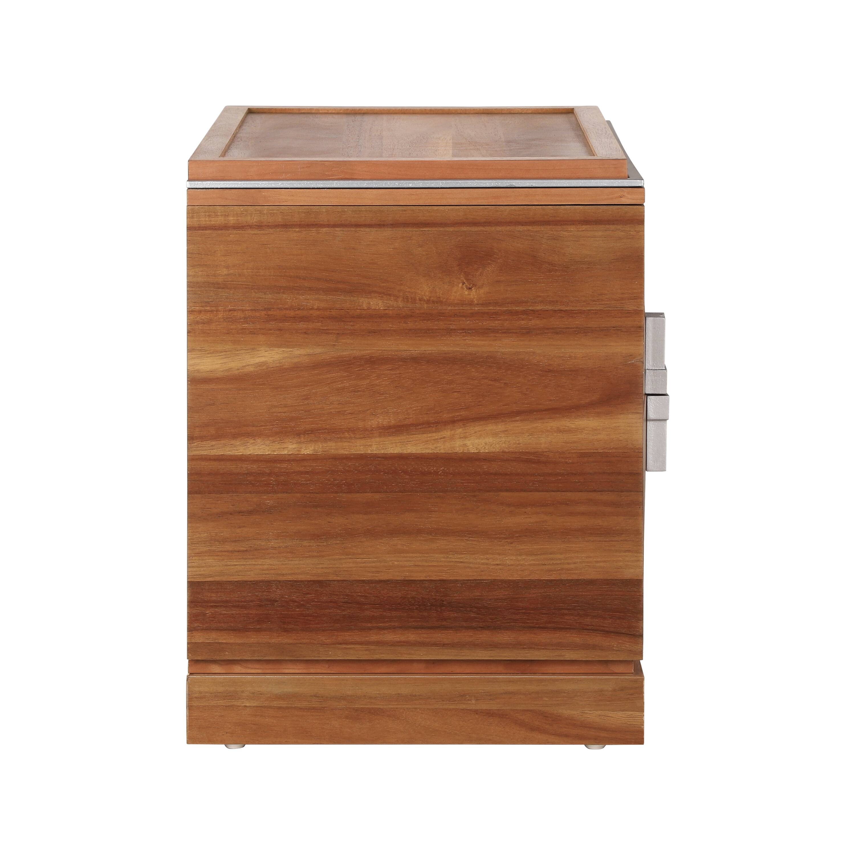 Left. Whisen - 2-Drawer Nightstand,Bedside Table with Diamond Pattern and Heavy-Duty Base - Light Brown.