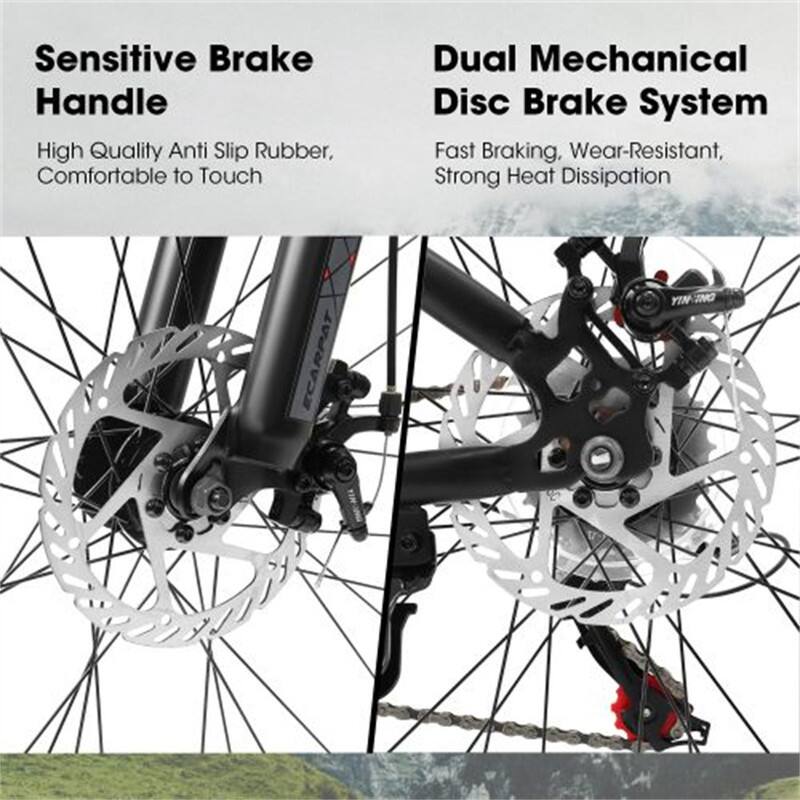 Sensitive Brake Handle  
High Quality Anti Slip Rubber, Comfortable to Touch  

Dual Mechanical Disc Brake System  
Fast Braking, Wear-Resistant, Strong Heat Dissipation  

SCARPAT YIN