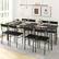 Alt View 5. Costway - 5PCS Dining Table Set for 4 Rectangular Kitchen Table & 4 Chairs with Metal Frame Cement Black - Black.