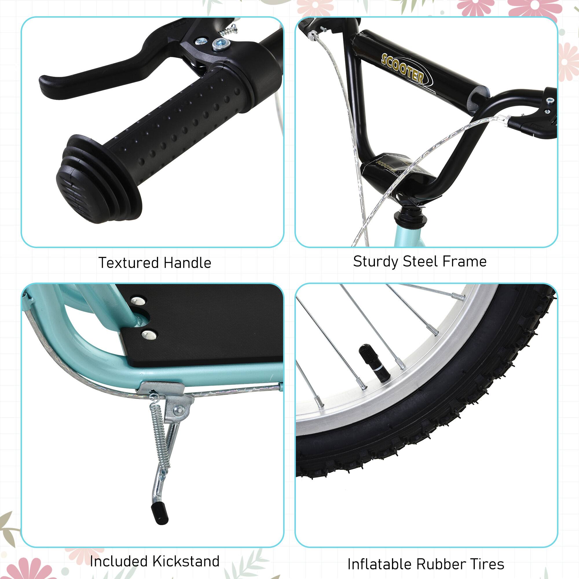- Textured Handle
- Sturdy Steel Frame
- Included Kickstand
- Inflatable Rubber Tires