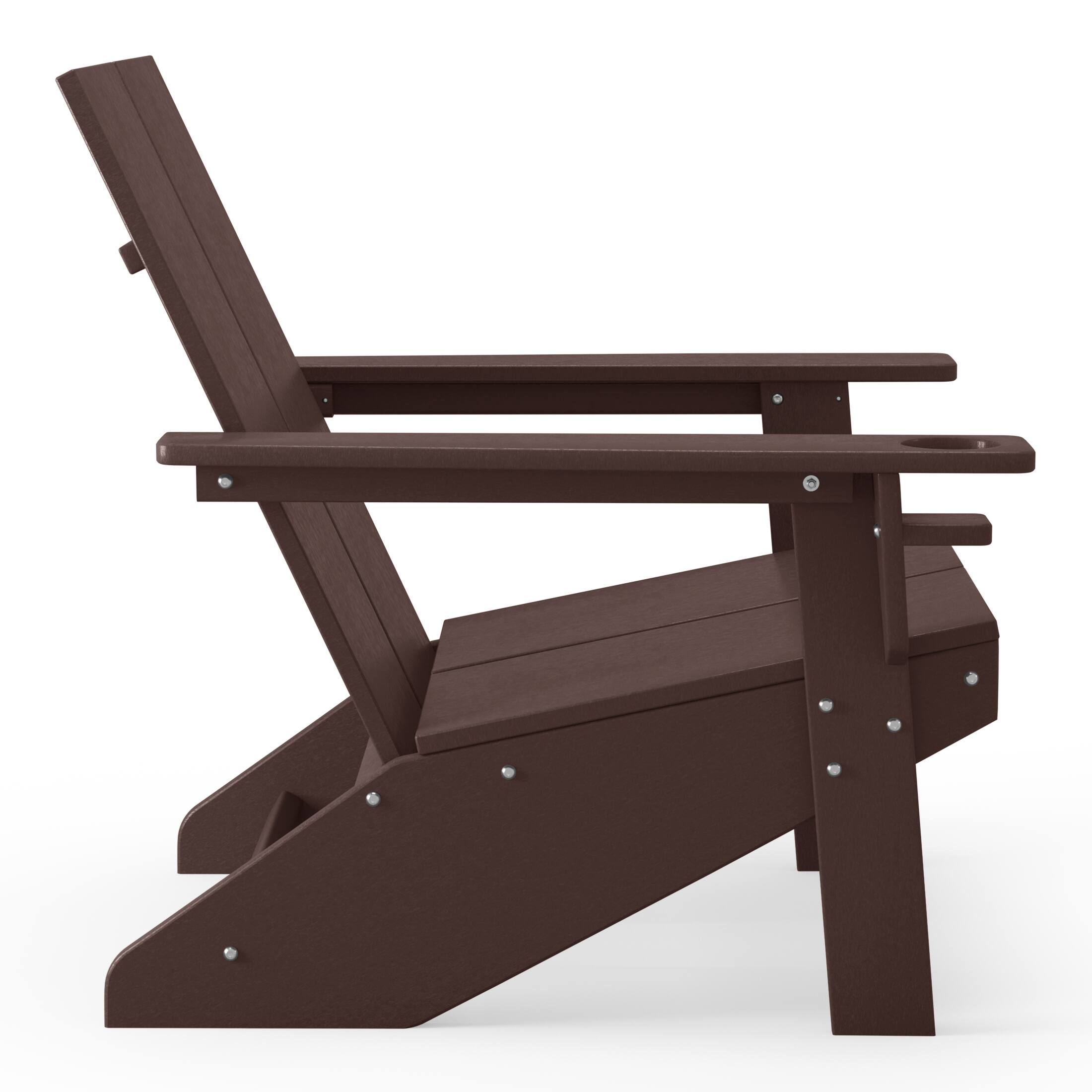 Left. WestinTrends - WestinTrends Riviera Outdoor HDPE Modern Adirondack Chair with Cup Holder - Dark Brown.