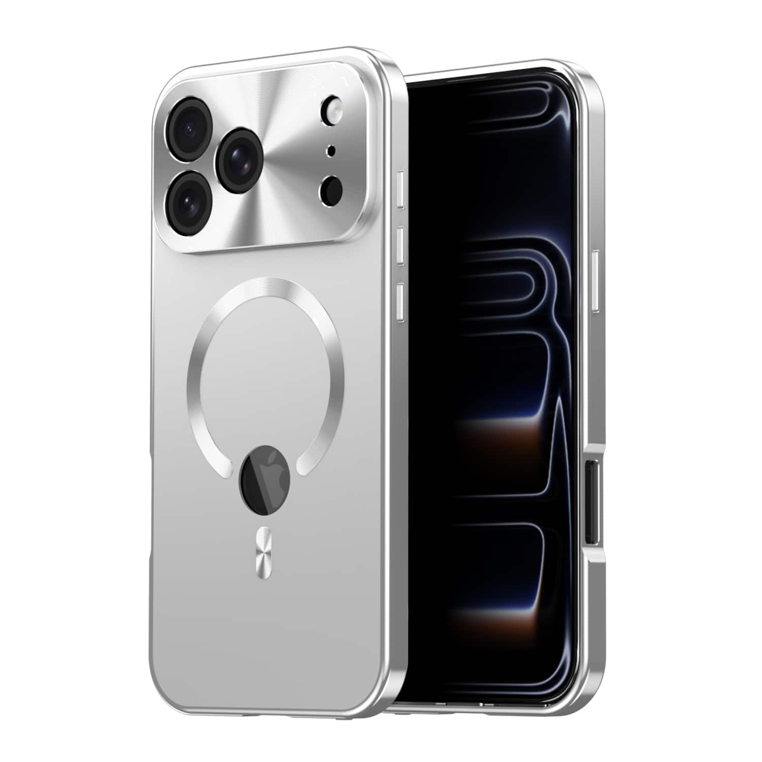 Dteck - Full Body Rugged Case for Apple iPhone 17 Pro with Built-in Privacy Screen Protector Logo View Shockproof Cover - Silver