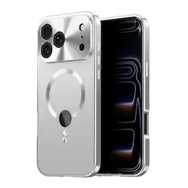 Dteck - Full Body Rugged Case for Apple iPhone 17 Pro with Built-in Privacy Screen Protector Logo View Shockproof Cover - Silver