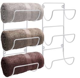 Sorbus - Towel Holder for Bathroom Wall - 12 Level Wall Mounted Towel Rack Shelves for Rolled Bath Towels, Washcloths - White