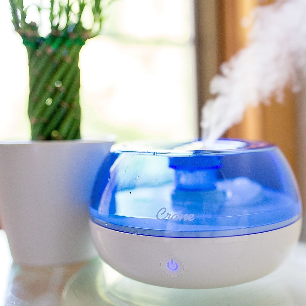Top. CRANE - 0.2 Gal. Personal Ultrasonic Cool Mist Humidifier - Blue/White.