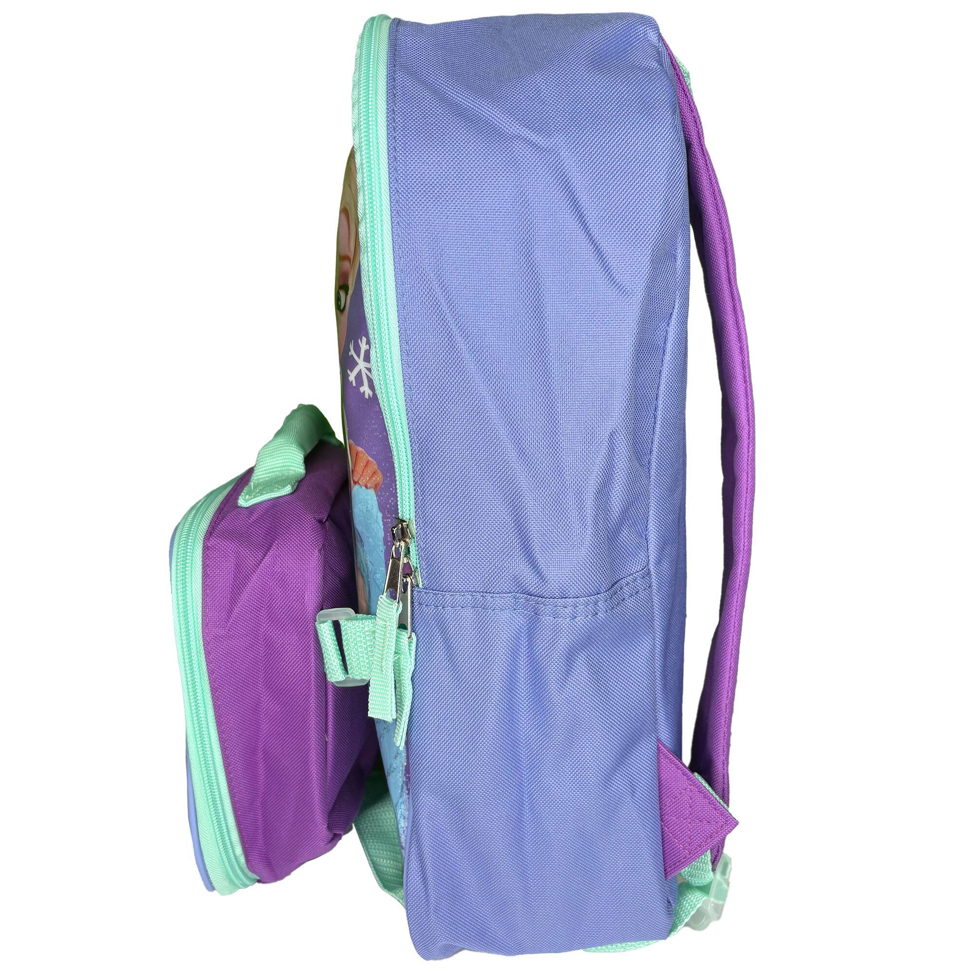 Alt View 4. UPD - Disney Frozen Elsa and Anna Backpack with Insulated Detachable Lunch Bag 2pc Set - Multicolored.