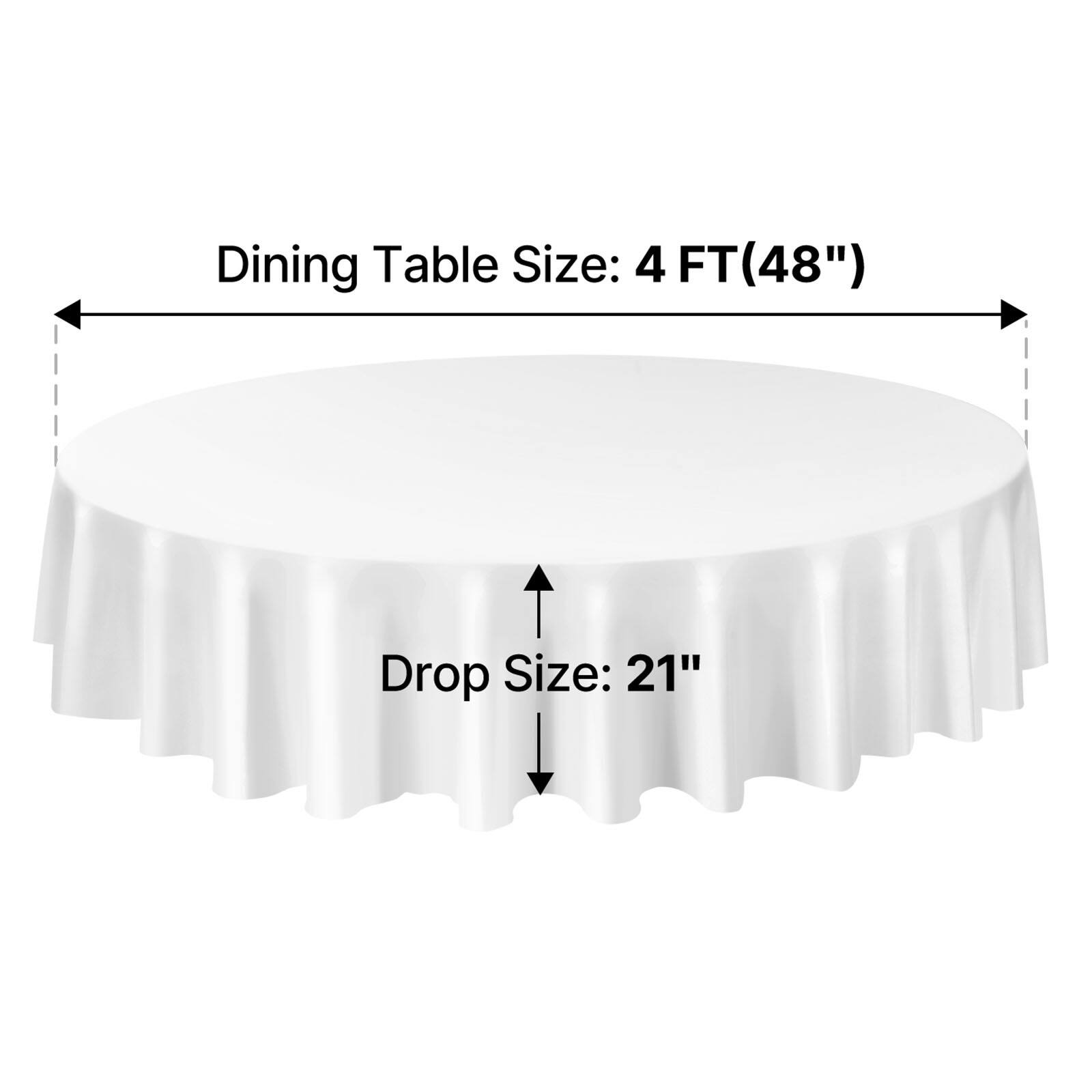 Dining Table Size: 4 FT (48")  
Drop Size: 21"