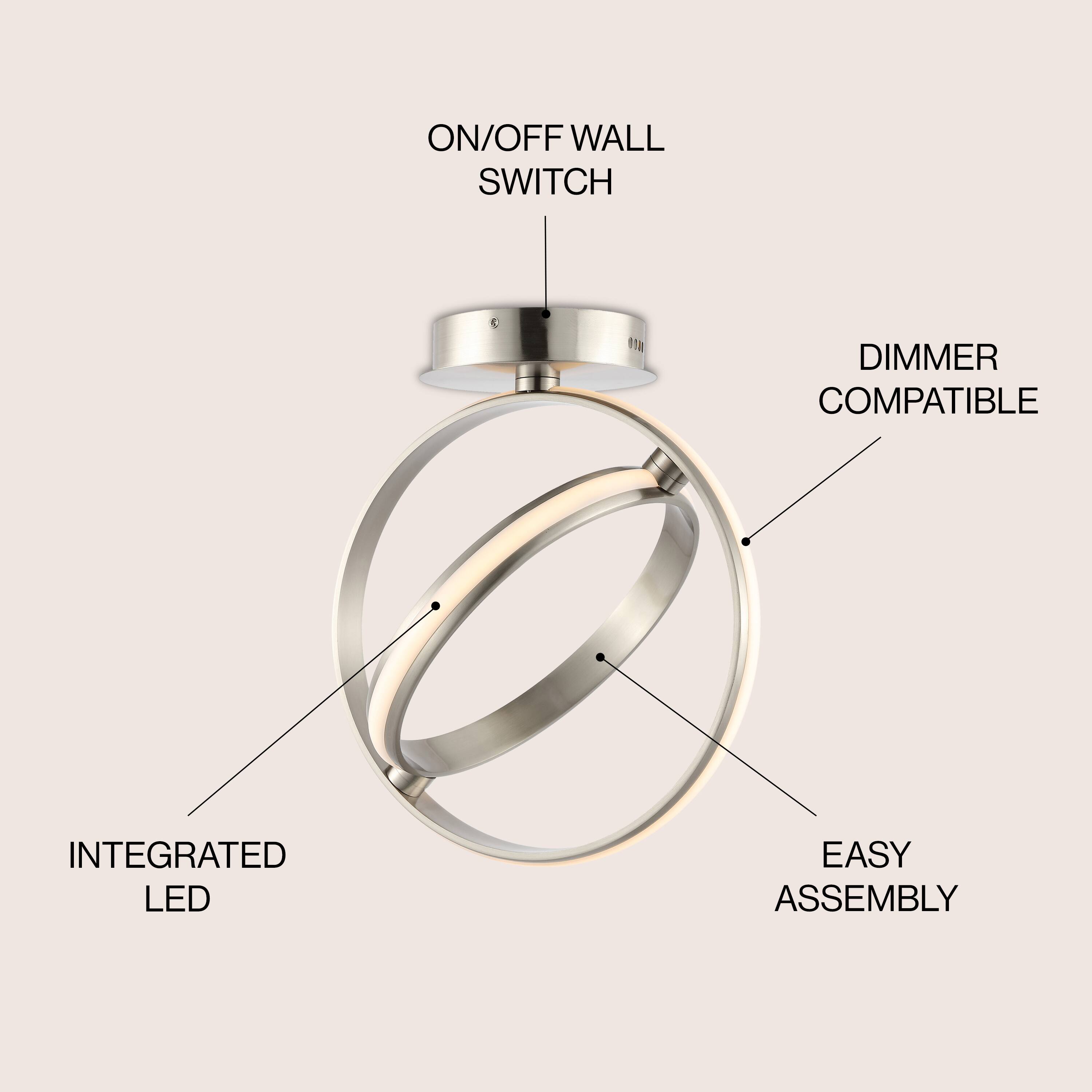 ON/OFF WALL SWITCH  
110 DIMMER COMPATIBLE  
INTEGRATED LED  
EASY ASSEMBLY