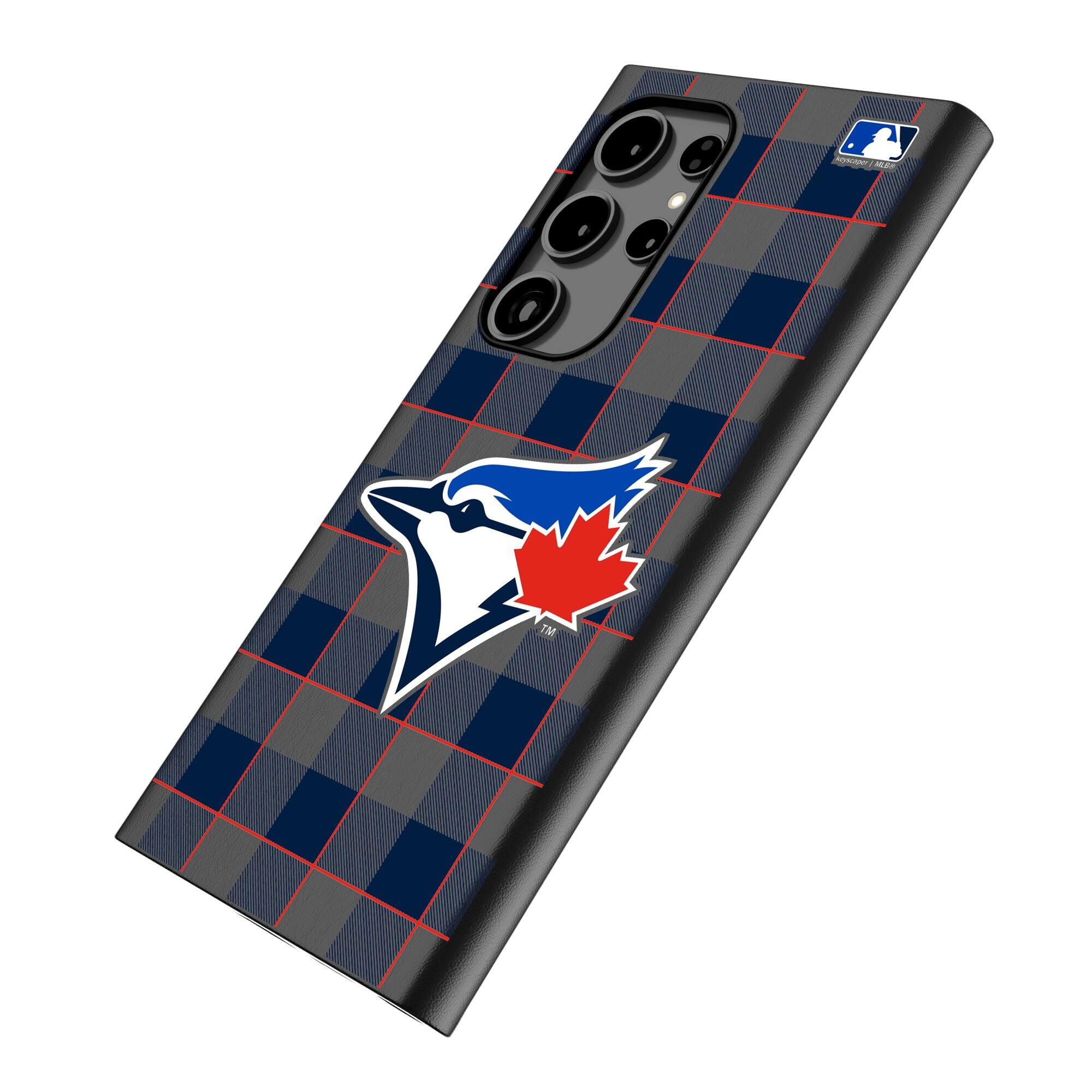Alt View 1. Keyscaper - Toronto Blue Jays Plaid Galaxy Magnetic Bump Case - S24 Ultra - Black.