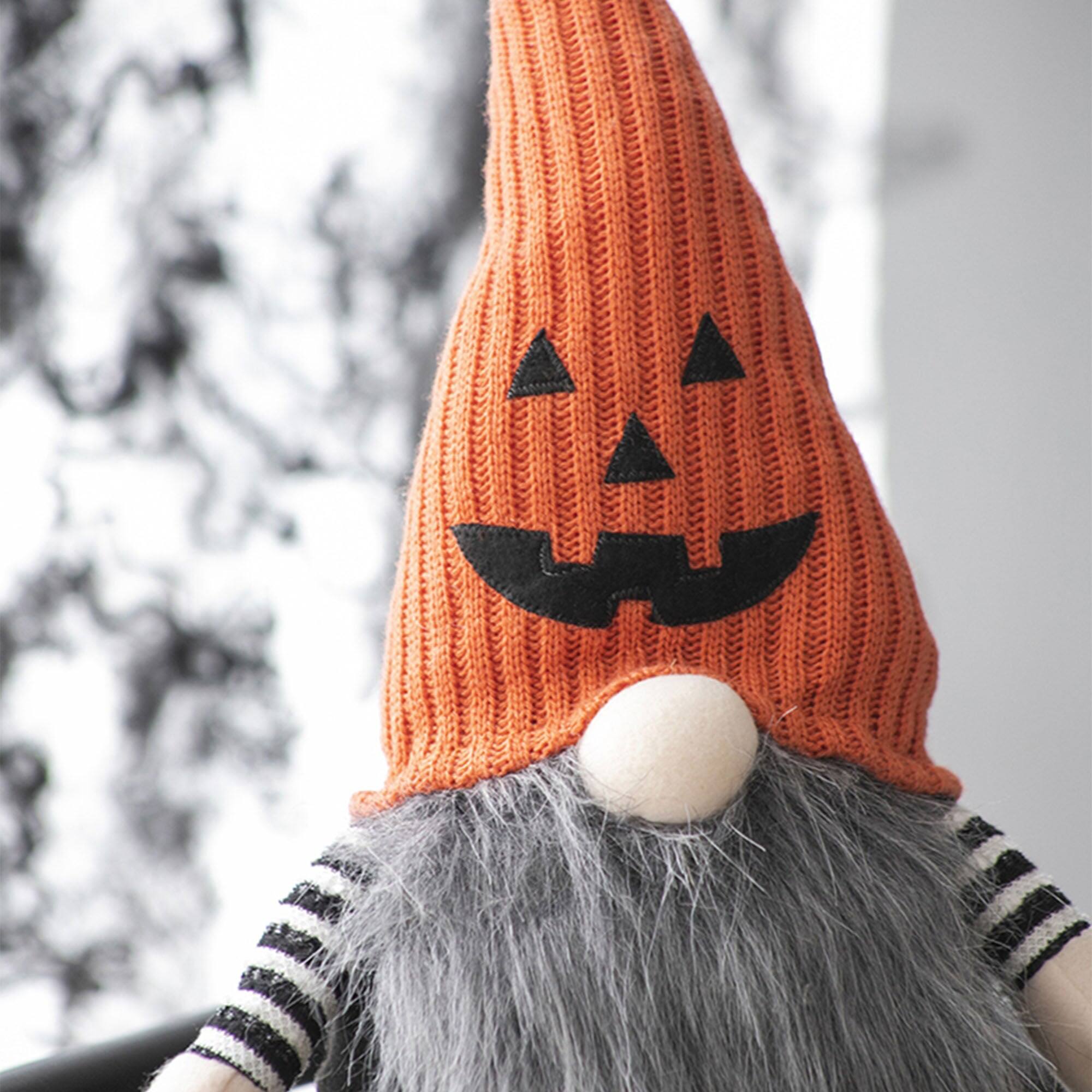 Alt View 7. Boyel Living - 23.5 Inch Seasonal Home Decor Large Halloween Sitting Gnome with Orange Knit Pumpkin Hat - Black,Orange,White.