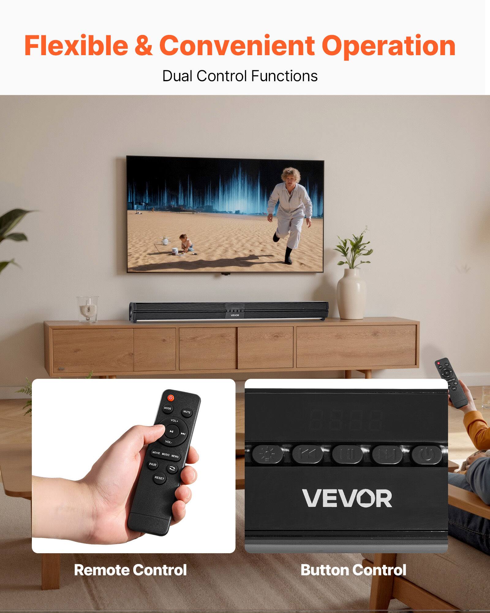Flexible & Convenient Operation  
Dual Control Functions  

Remote Control  
Button Control