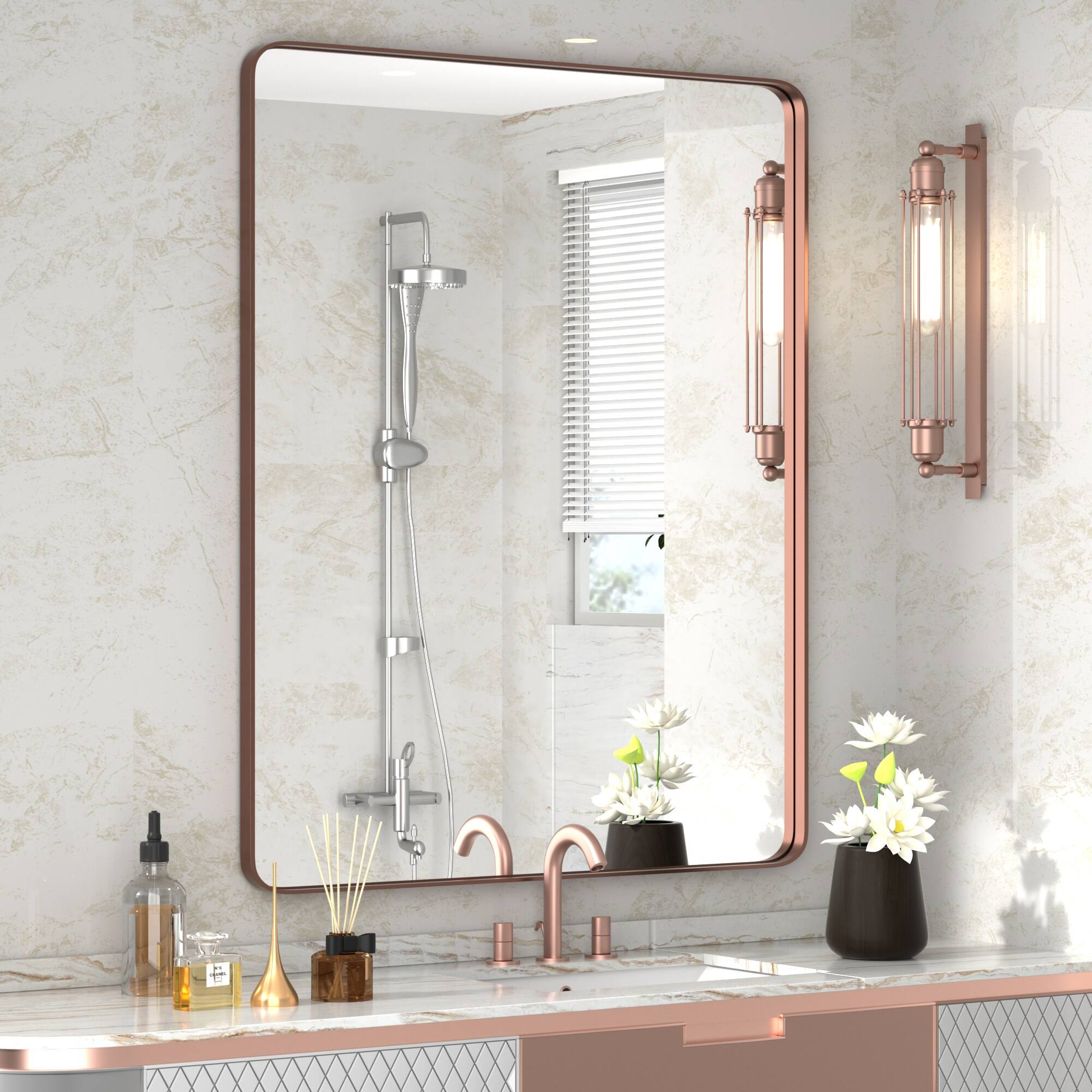 Alt View 8. PAIHOME - Classic Stainless Steel Rectangular Wall Mirror - High-Strength Tempered Glass Bathroom Mirrors Modern Mirror - Antique bronze-22x30 Inch.