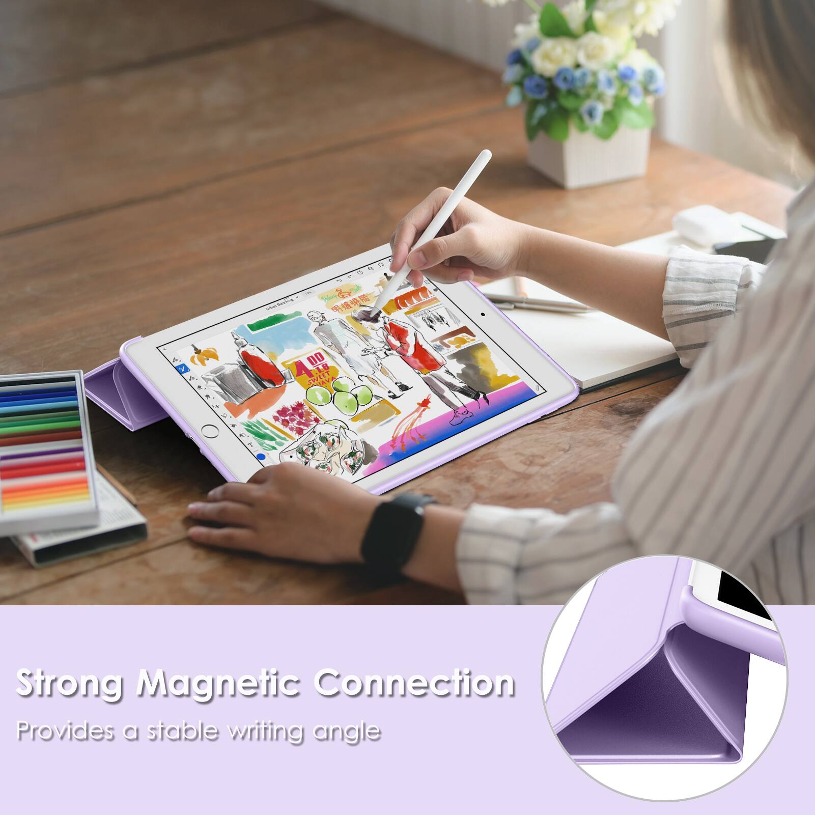 Strong Magnetic Connection  
Provides a stable writing angle
