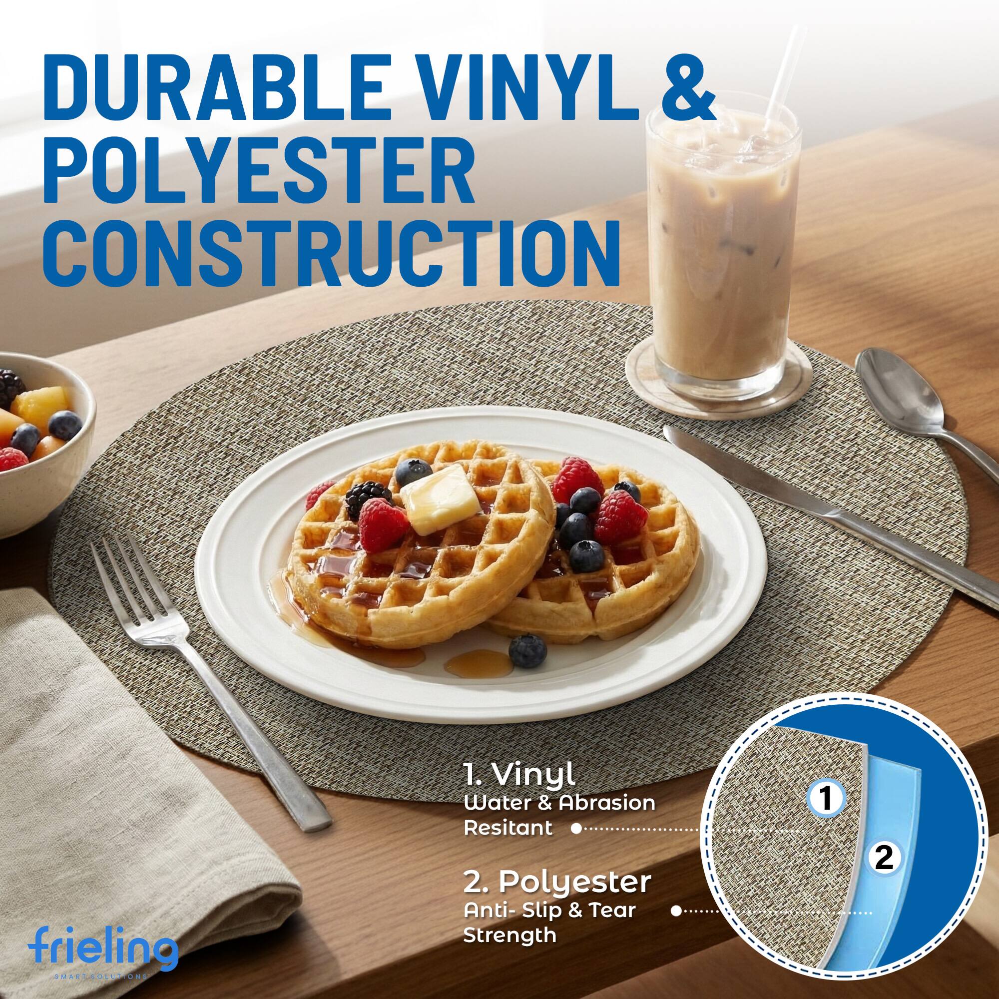 DURABLE VINYL & POLYESTER CONSTRUCTION

1. Vinyl Water & Abrasion Resistant
2. Polyester Anti-Slip & Tear Strength