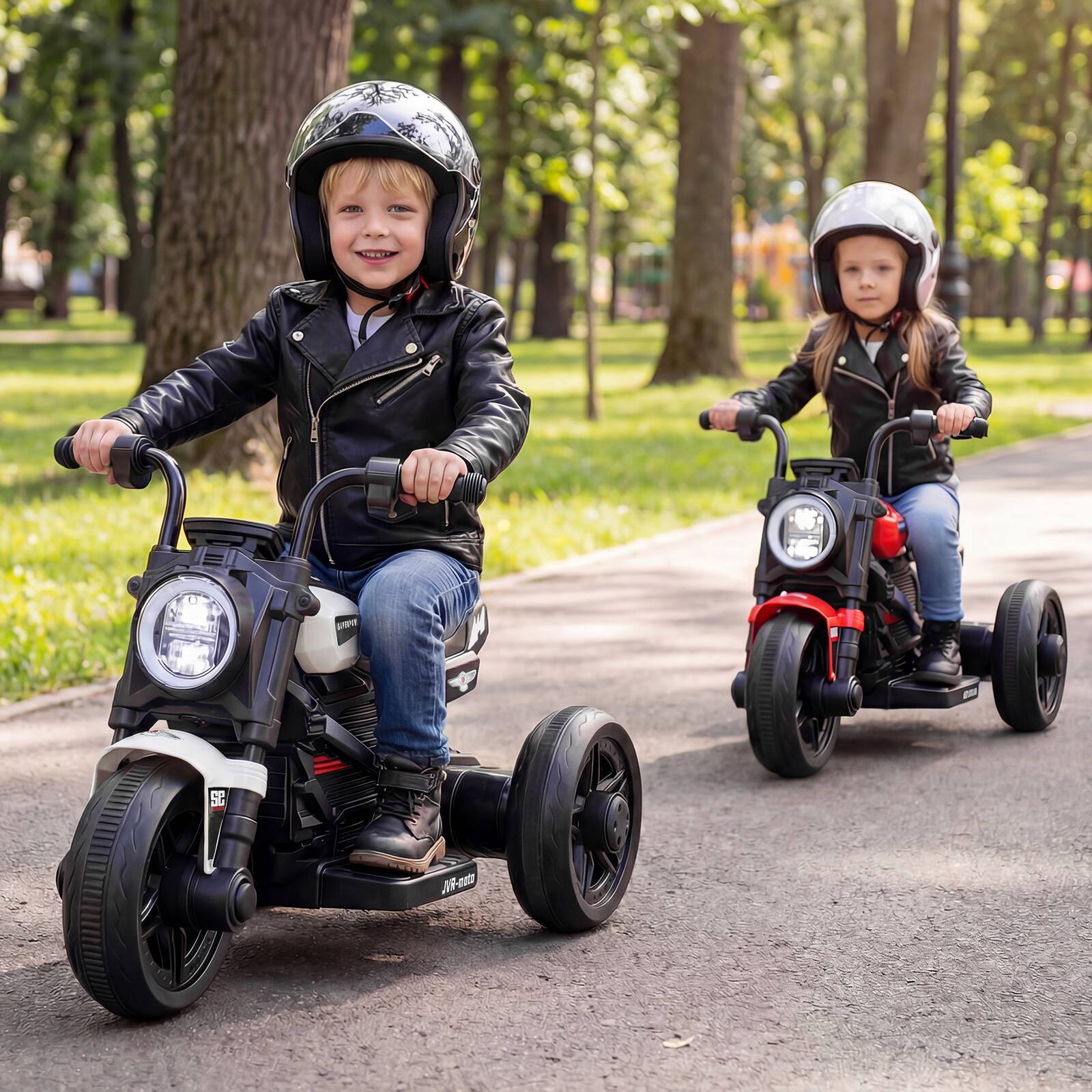 Alt View 3. Costway - Costway 6V Kids Motorcycle with Song,Story,LED Headlights,Accelerator Pedal&3 Wheels - White & Black.
