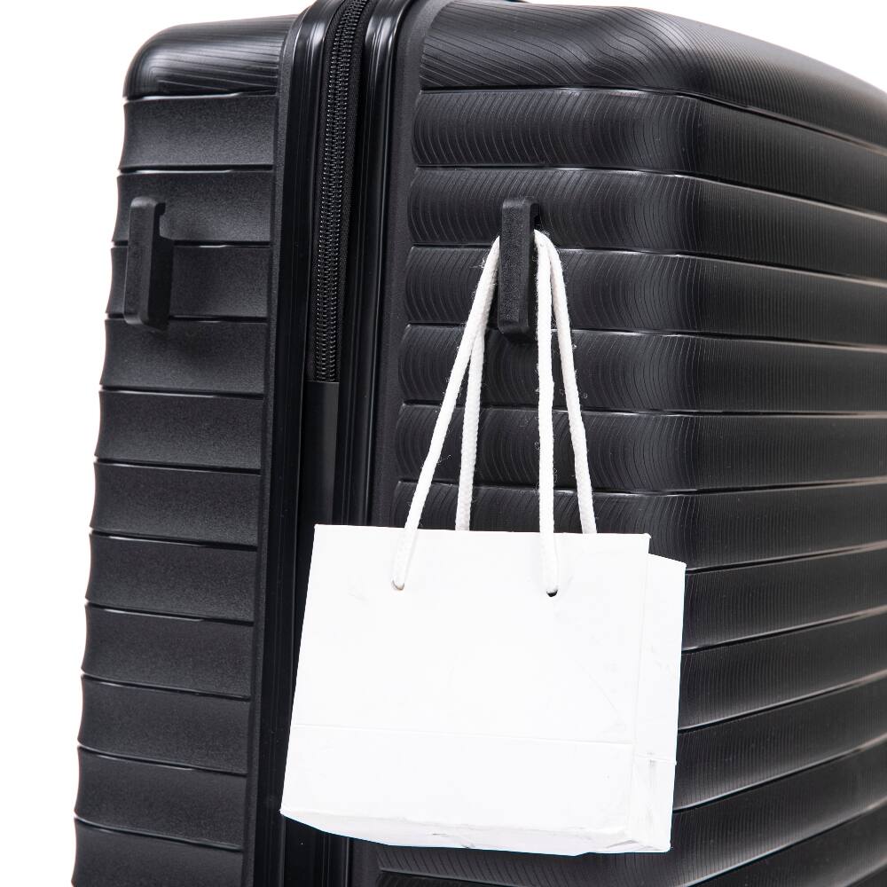 Back. Ropilly - Ropilly 4 Piece Luggage Set Hard Shell Suitcase Set with Cosmetic Case Black - Black.