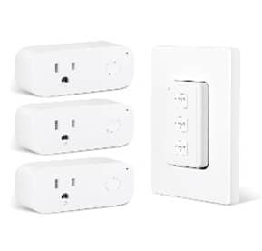 BN-LINK - Wireless Remote Control Outlet Switch, 3-Outlet Kit with Magnetic Remote & Wall-Mount Holder, 100 ft Range - White