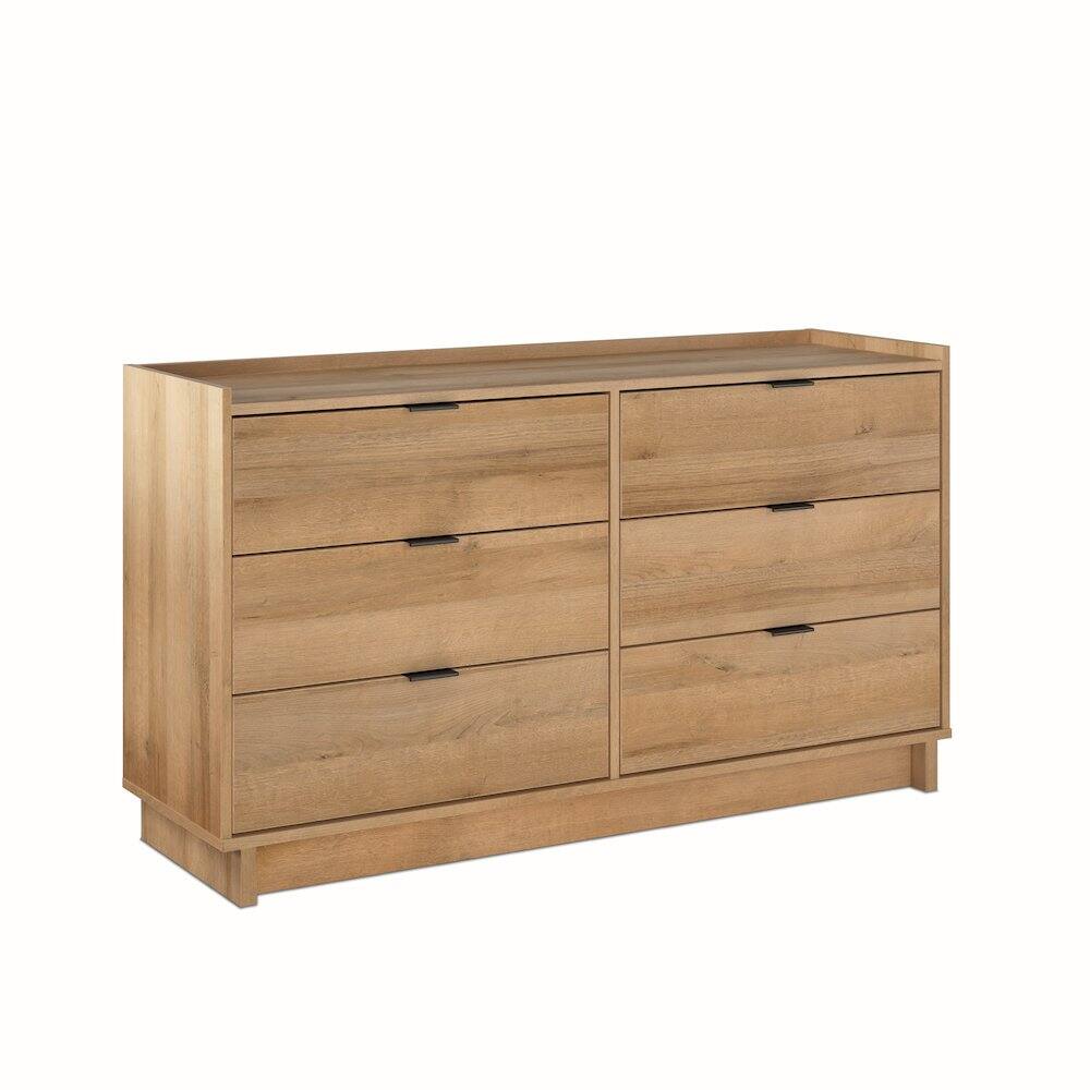 Angle. Prepac - Simply Modern 6 drawer dresser - Black.