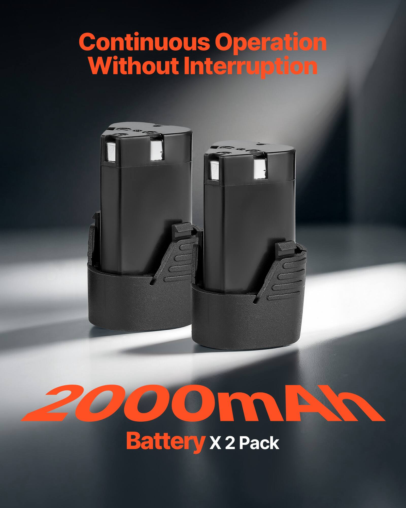 Continuous Operation Without Interruption  
2000mAh Battery X 2 Pack