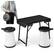 Front. Costway - 3-Piece Folding Table Stool Set with a Camping Table & 2 Retractable LED Stools - Black+White.