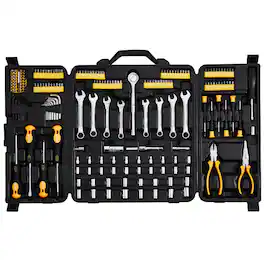 VEVOR - 221-Piece Mechanics Tool Set, 1/4" and 3/8" Drive Sockets, SAE and Metric Mechanic Tool Kit with Bits, Ratchet Handle - Black
