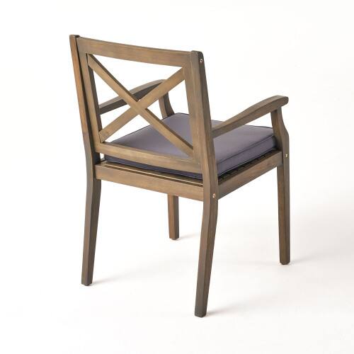 Alt View 6. Whisen - 2-Piece Outdoor Dining Chair Set with Cushions, Solid Wood Patio Seating for Backyard, Garden & Poolside - Grey.