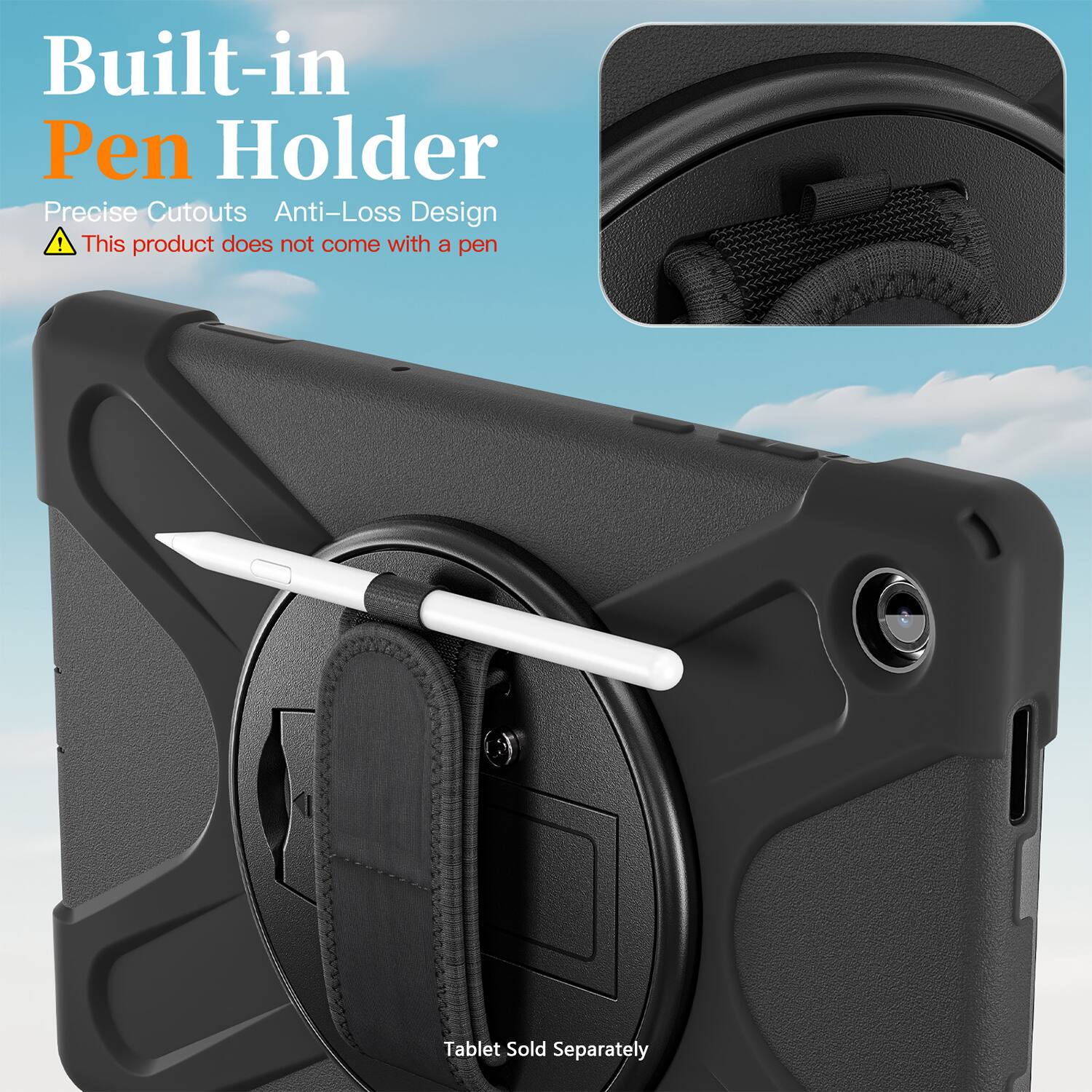 Built-in Pen Holder  
Precise Cutouts Anti-Loss Design  
⚠️ This product does not come with a pen  

Tablet Sold Separately